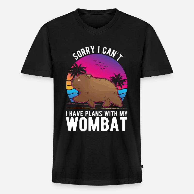 Australischer Wombat - Männer Premium Bio T-Shirt mit V-Ausschnitt - Schwarz