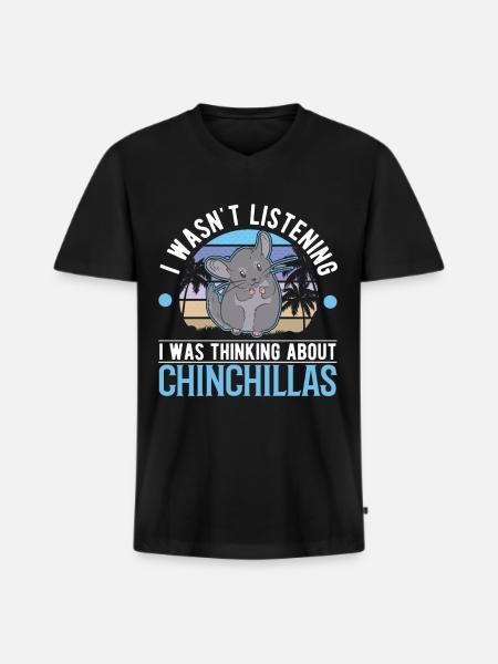 Chinchilla Liebhaber - Männer Premium Bio T-Shirt mit V-Ausschnitt - Schwarz