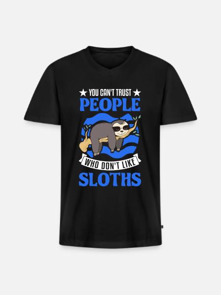 Faultier Liebhaber - Männer Premium Bio T-Shirt mit V-Ausschnitt - Schwarz