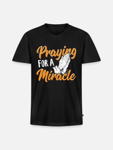 Prier pour un pasteur miracle - T-shirt encolure en V Premium bio Homme - noir