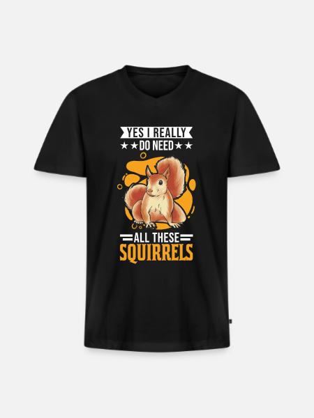 Eichhörnchen Geschenk Grauhörnchen Squirrel - Männer Premium Bio T-Shirt mit V-Ausschnitt - Schwarz