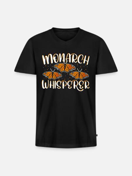 Monarch Whisperer Monarch Butterfly - Men's Premium Organic T-shirt with V-neck - black