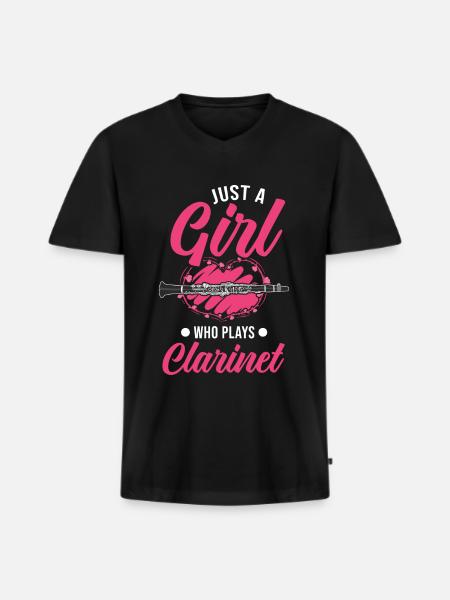 Klarinette Mädchen Klarinettistin - Männer Premium Bio T-Shirt mit V-Ausschnitt - Schwarz