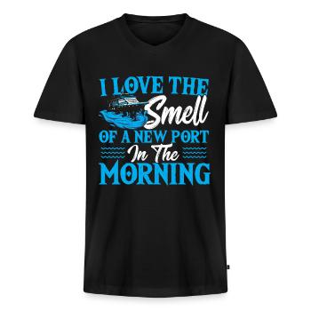 Kreuzfahrt Schiff Urlaub Familie - Männer Premium Bio T-Shirt mit V-Ausschnitt - Schwarz - Vorne - Nico (187cm)