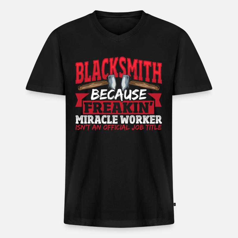 Blacksmith Official Job Title Blacksmithing - Männer Premium Bio T-Shirt mit V-Ausschnitt - Schwarz