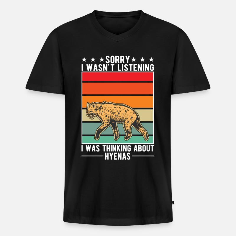 Hyäne Geschenk Erdwolf Hyena - Männer Premium Bio T-Shirt mit V-Ausschnitt - Schwarz