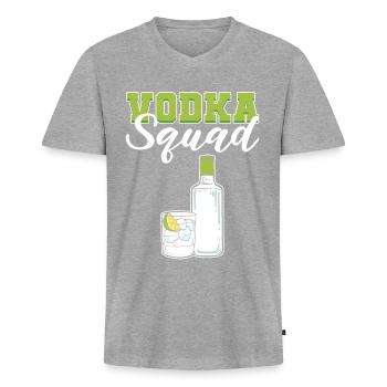 The Vod Squad Vodka Wodka - Männer Premium Bio T-Shirt mit V-Ausschnitt - Grau meliert - Vorne