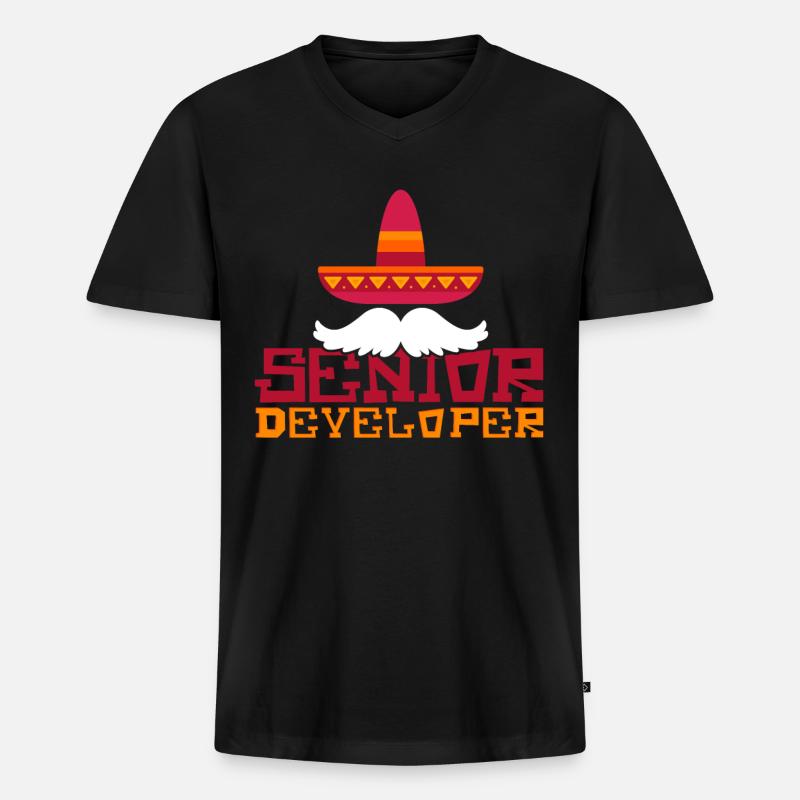 Senior Developer Programming Programmer - Männer Premium Bio T-Shirt mit V-Ausschnitt - Schwarz