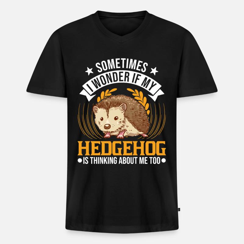 Igel Geschenk Stacheligel - Männer Premium Bio T-Shirt mit V-Ausschnitt - Schwarz