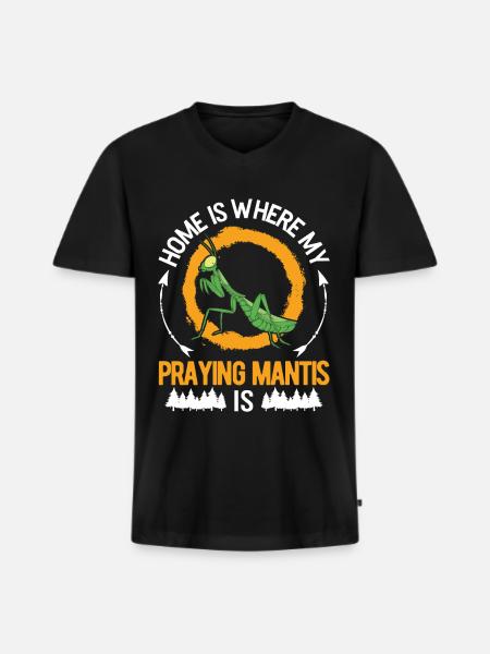 Gottesanbeterin Zuhause Mantis Fangschrecke - Männer Premium Bio T-Shirt mit V-Ausschnitt - Schwarz