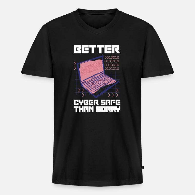 Hacker Programmeur Développeur Informatique - T-shirt encolure en V Premium bio Homme - noir