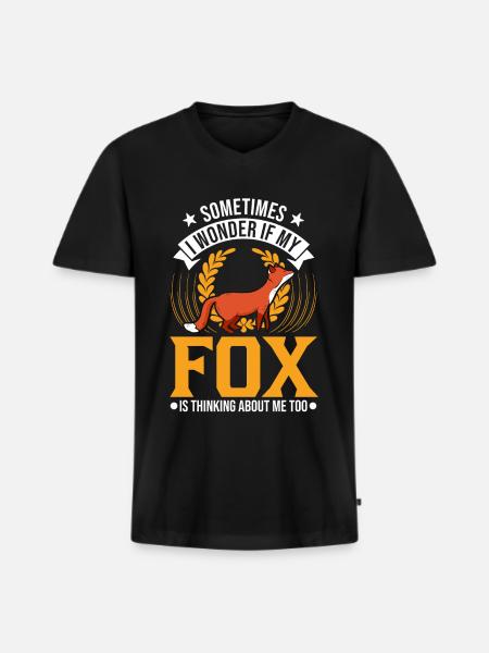 Fuchs Geschenk Rotfuchs - Männer Premium Bio T-Shirt mit V-Ausschnitt - Schwarz
