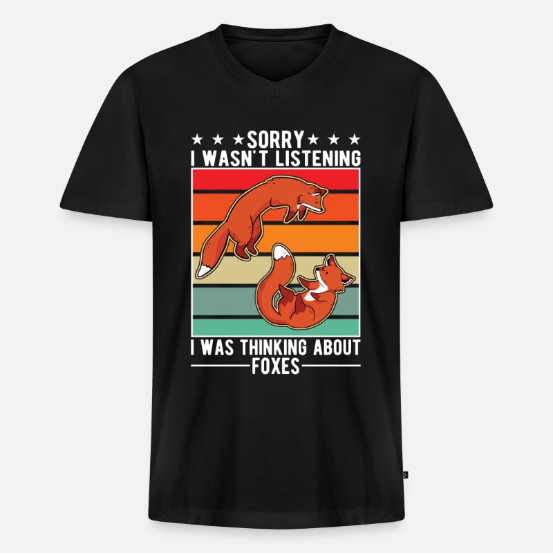 Fuchs Geschenk Rotfuchs - Männer Premium Bio T-Shirt mit V-Ausschnitt - Schwarz