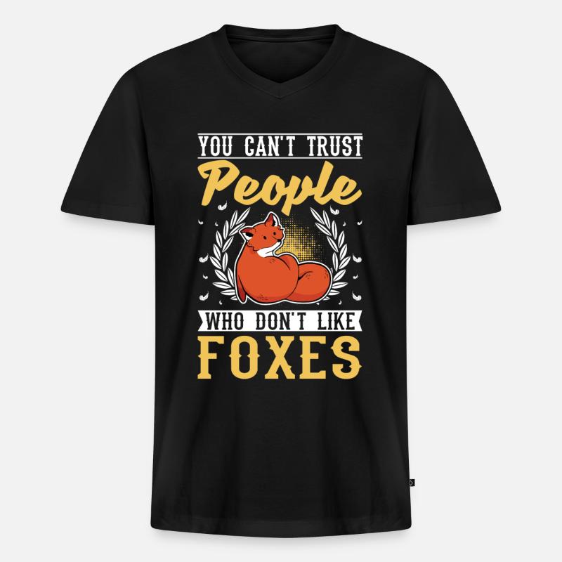 Fuchs Geschenk Rotfuchs - Männer Premium Bio T-Shirt mit V-Ausschnitt - Schwarz
