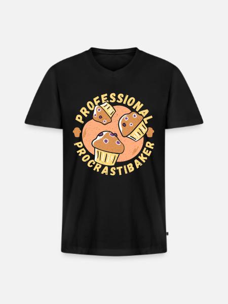 Professional Procrastibaker Baker Baking Bakery - Men's Premium Organic T-shirt with V-neck - black