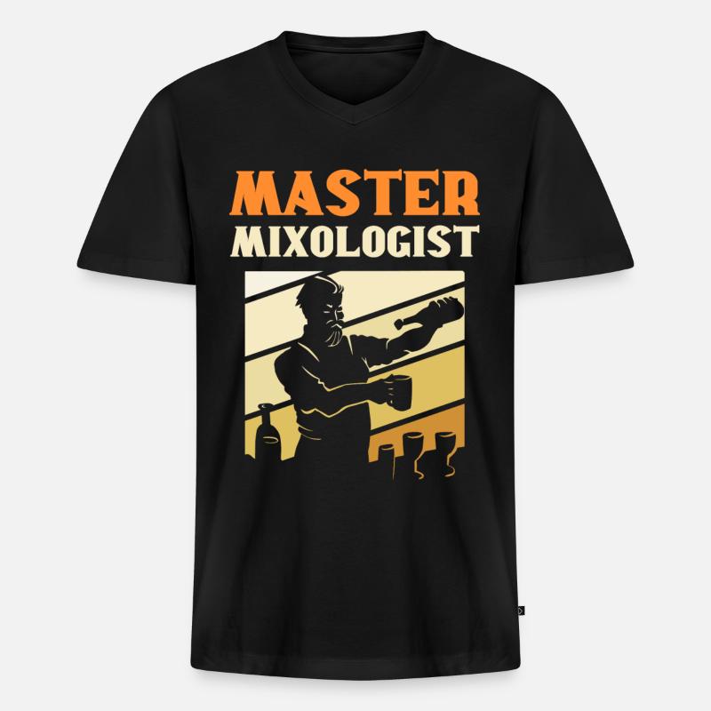 Master Mixologist Bartender Barkeeper - Männer Premium Bio T-Shirt mit V-Ausschnitt - Schwarz
