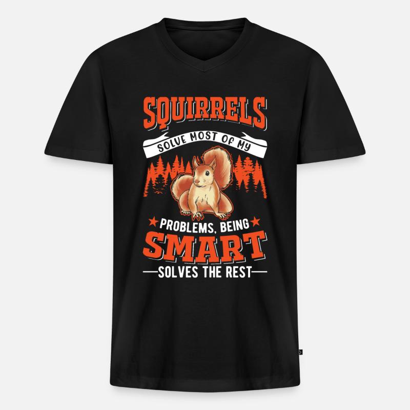 Eichhörnchen Geschenk Grauhörnchen Squirrel - Männer Premium Bio T-Shirt mit V-Ausschnitt - Schwarz