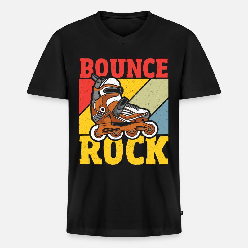 Bounce Rock Roller Skating Skater - Männer Premium Bio T-Shirt mit V-Ausschnitt - Schwarz