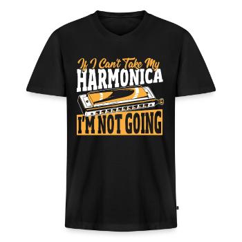 Mundharmonika Mundorgel Mundharmonikaspieler - Männer Premium Bio T-Shirt mit V-Ausschnitt - Schwarz - Vorne - Nico (187cm)