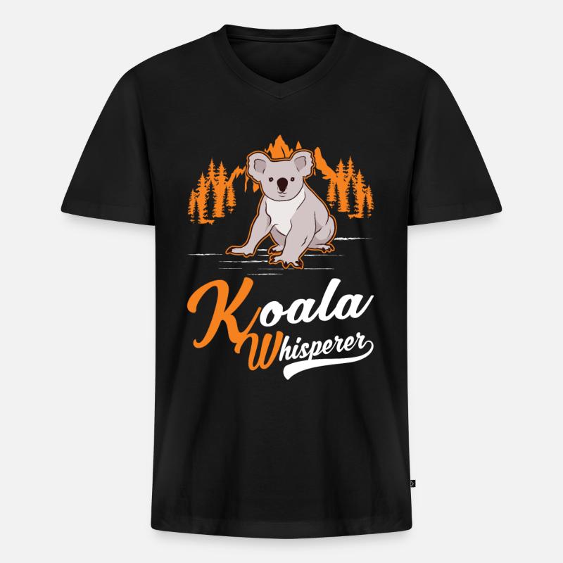 Koala Flüsterer Koalabär - Männer Premium Bio T-Shirt mit V-Ausschnitt - Schwarz