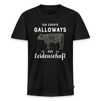 Galloway Rind I Schottland Rinderzucht für - Männer Premium Bio T-Shirt mit V-Ausschnitt - Schwarz - Vorne - Nico (187cm)