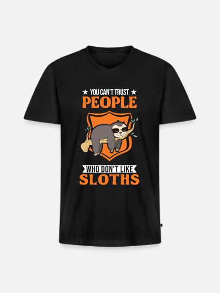 Sloth Lover - Men's Premium Organic T-shirt with V-neck - black