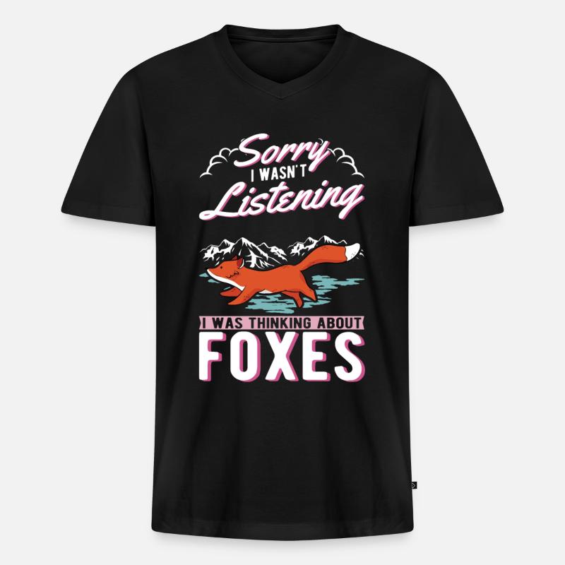 Fuchs Geschenk Rotfuchs - Männer Premium Bio T-Shirt mit V-Ausschnitt - Schwarz