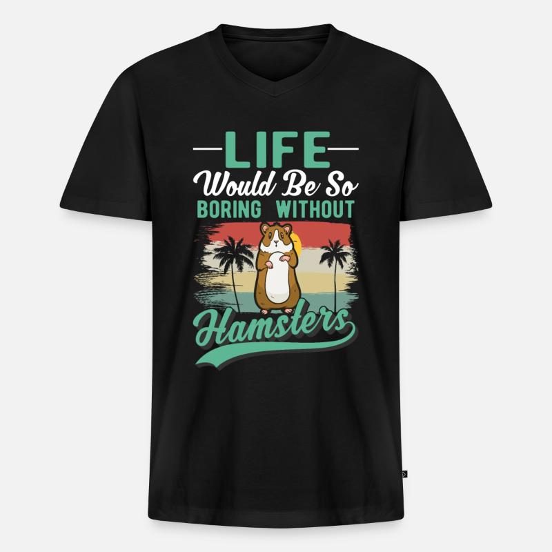 Hamster Besitzer Goldhamster Hamster - Männer Premium Bio T-Shirt mit V-Ausschnitt - Schwarz