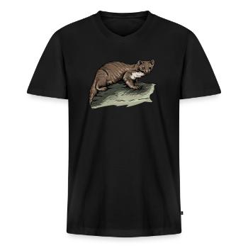 Martre de pierre I maison motif de chasse au gibier de martre pour les chasseurs - T-shirt encolure en V Premium bio Homme - noir - Devant - Nico (187cm)