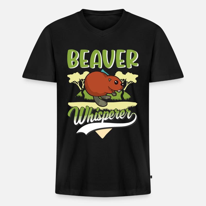Biber Flüsterer Biberdamm - Männer Premium Bio T-Shirt mit V-Ausschnitt - Schwarz