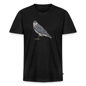 Sperber Vogel I Greifvogel Motiv für Ornithologen - Männer Premium Bio T-Shirt mit V-Ausschnitt - Schwarz - Vorne - Nico (187cm)