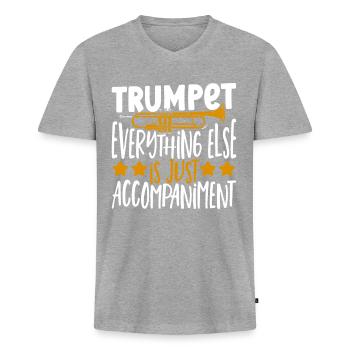 Trompette Tout le reste n’est qu’accompagnement - T-shirt encolure en V Premium bio Homme - gris chiné - Devant