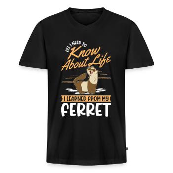 Frettchen Spruch Ferret - Männer Premium Bio T-Shirt mit V-Ausschnitt - Schwarz - Vorne - Nico (187cm)