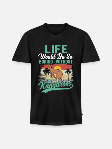 Australisches Känguru Australien Kangaroo - Männer Premium Bio T-Shirt mit V-Ausschnitt - Schwarz
