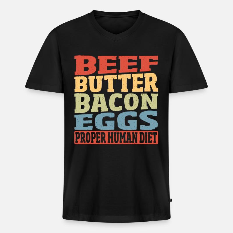 Rindfleisch Butter Speck Eier Richtige - Männer Premium Bio T-Shirt mit V-Ausschnitt - Schwarz