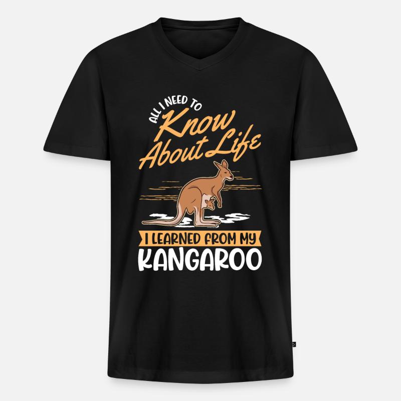 Känguru Australien Australisches Kangaroo - Männer Premium Bio T-Shirt mit V-Ausschnitt - Schwarz