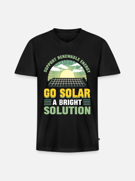 Soutenez l’énergie renouvelable Go Solar - T-shirt encolure en V Premium bio Homme - noir