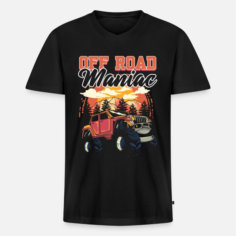 Off-Road Maniac Off-Roading Off-Roading - Männer Premium Bio T-Shirt mit V-Ausschnitt - Schwarz