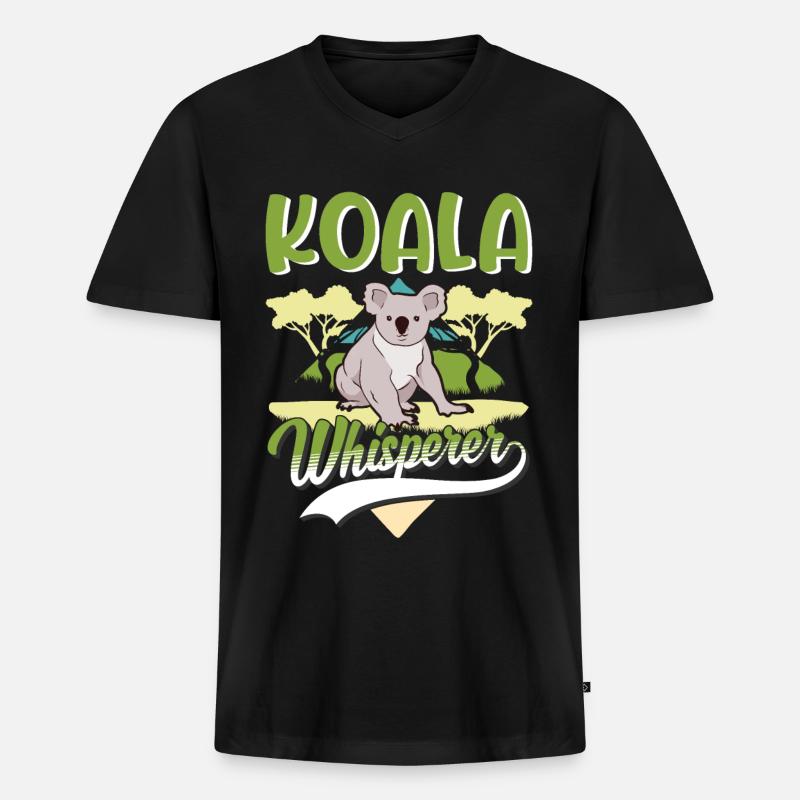 Koala Flüsterer Koalabär - Männer Premium Bio T-Shirt mit V-Ausschnitt - Schwarz