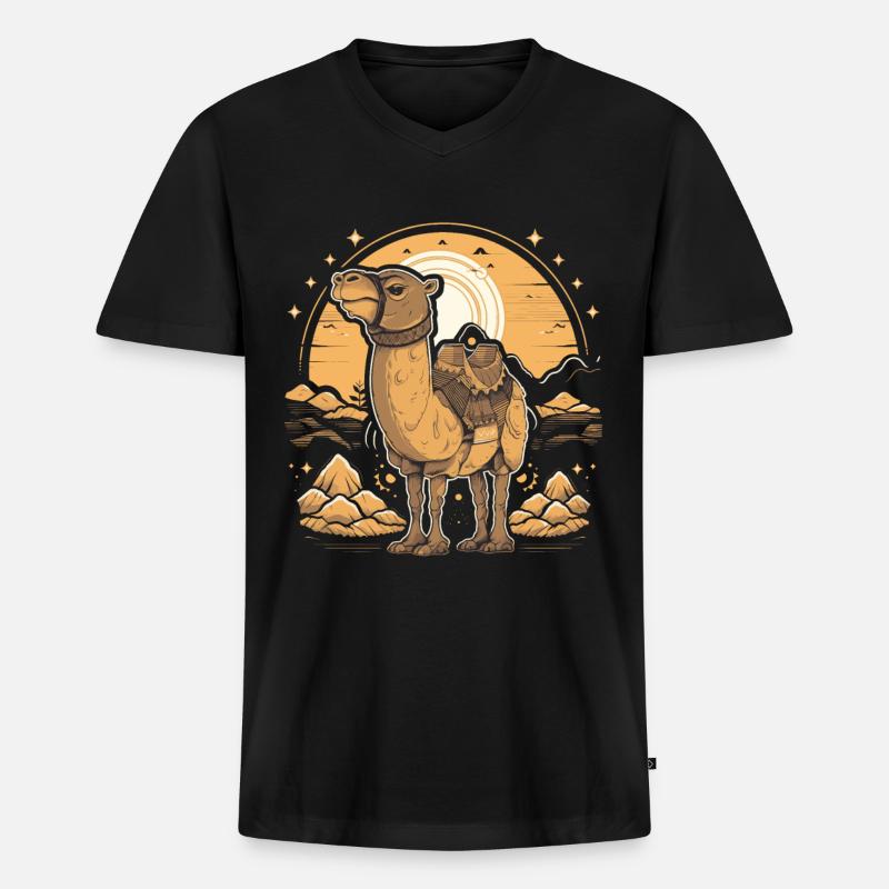 Kamel Retro Großkamel Ägypten - Männer Premium Bio T-Shirt mit V-Ausschnitt - Schwarz