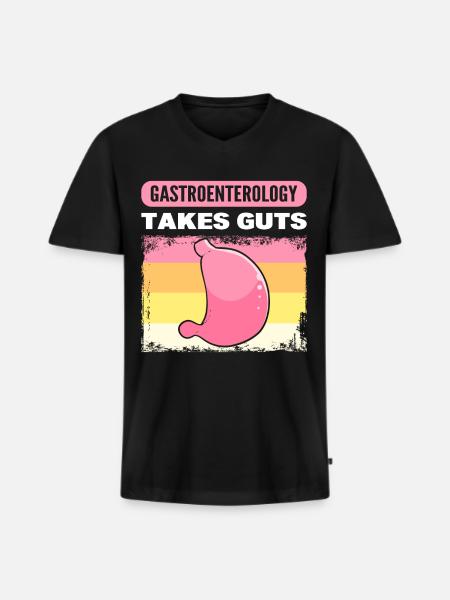 Gastroenterology Takes Guts Gastroenterologist - Men's Premium Organic T-shirt with V-neck - black