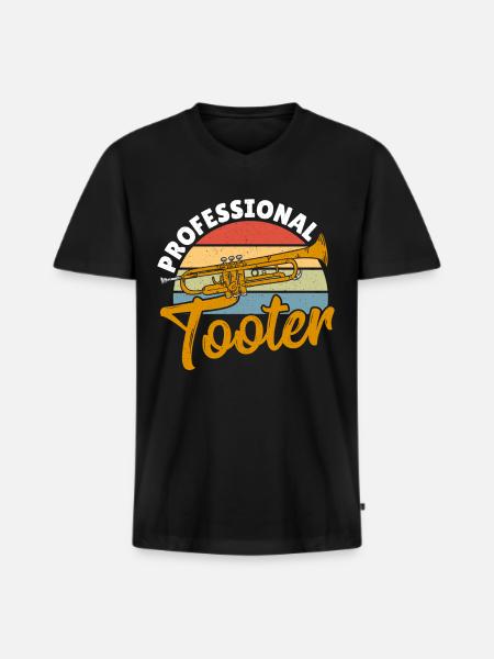 Trumpeter Professional Tooter Trumpet Player - Men's Premium Organic T-shirt with V-neck - black