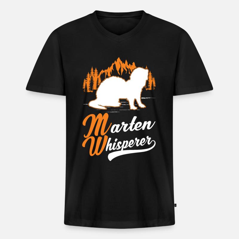 Marder Flüsterer Baummarder - Männer Premium Bio T-Shirt mit V-Ausschnitt - Schwarz