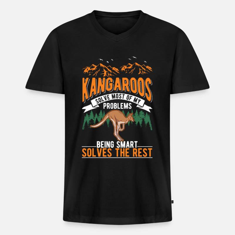 Känguru Australien Kangaroo - Männer Premium Bio T-Shirt mit V-Ausschnitt - Schwarz