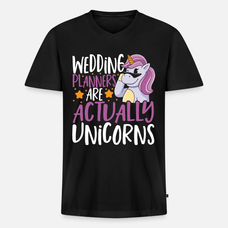 Hochzeitsplaner sind eigentlich Einhörner - Männer Premium Bio T-Shirt mit V-Ausschnitt - Schwarz