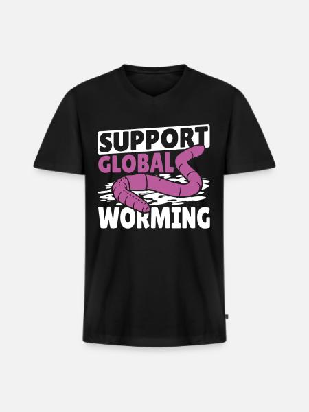 Support Global Worming Worm Farming Vermiculture - Men's Premium Organic T-shirt with V-neck - black