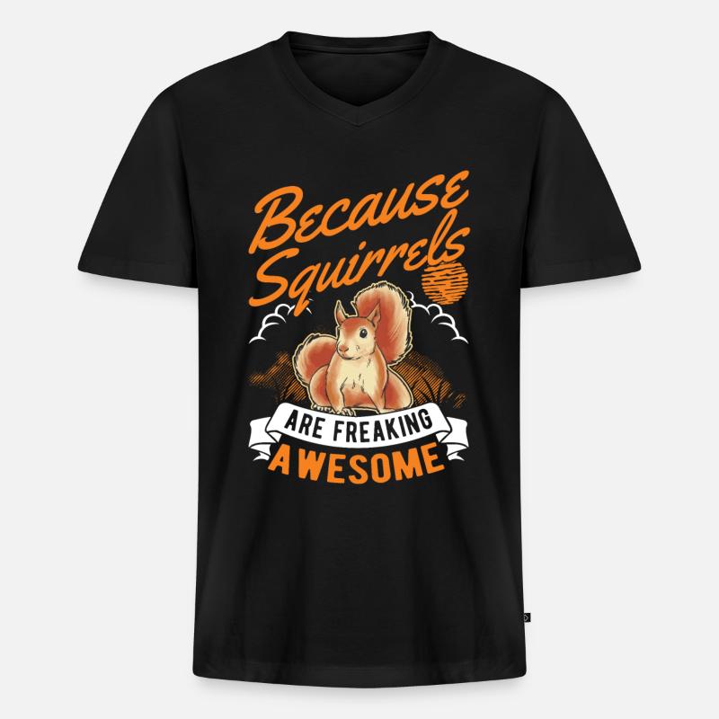 Eichhörnchen Geschenk Squirrel Grauhörnchen - Männer Premium Bio T-Shirt mit V-Ausschnitt - Schwarz
