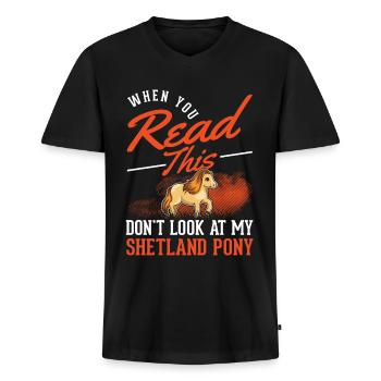 Shetland Pony Geschenk Shetty - Männer Premium Bio T-Shirt mit V-Ausschnitt - Schwarz - Vorne - Nico (187cm)