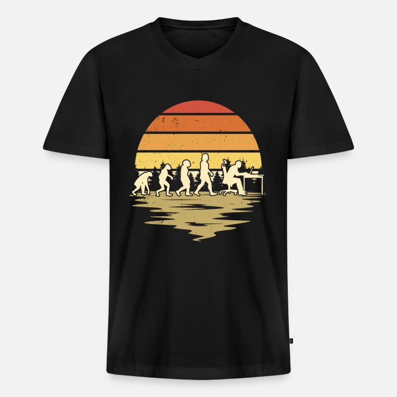 Informatiker Evolution Programmierer Nerd - Männer Premium Bio T-Shirt mit V-Ausschnitt - Schwarz