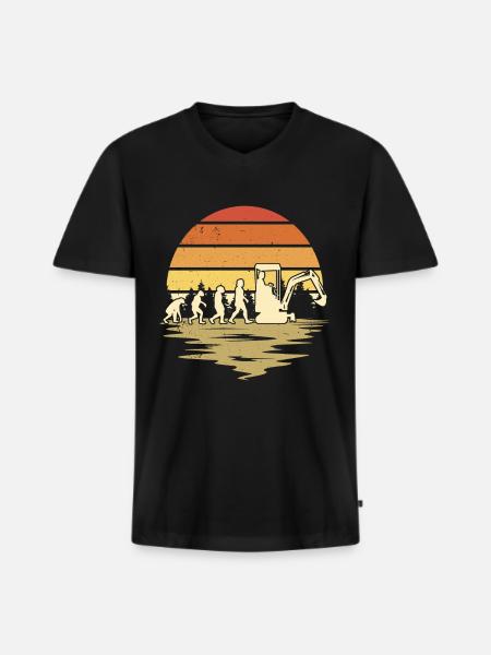 Bagger Evolution Baggerführer Baggerfahrer - Männer Premium Bio T-Shirt mit V-Ausschnitt - Schwarz